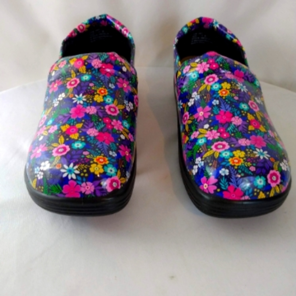 Angie Uniforms Fushsia/Purple multi Floral Clogs